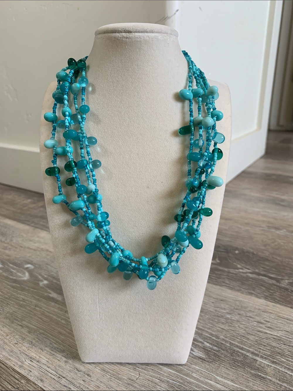 Turquoise Multi-Strand Bead Necklace by